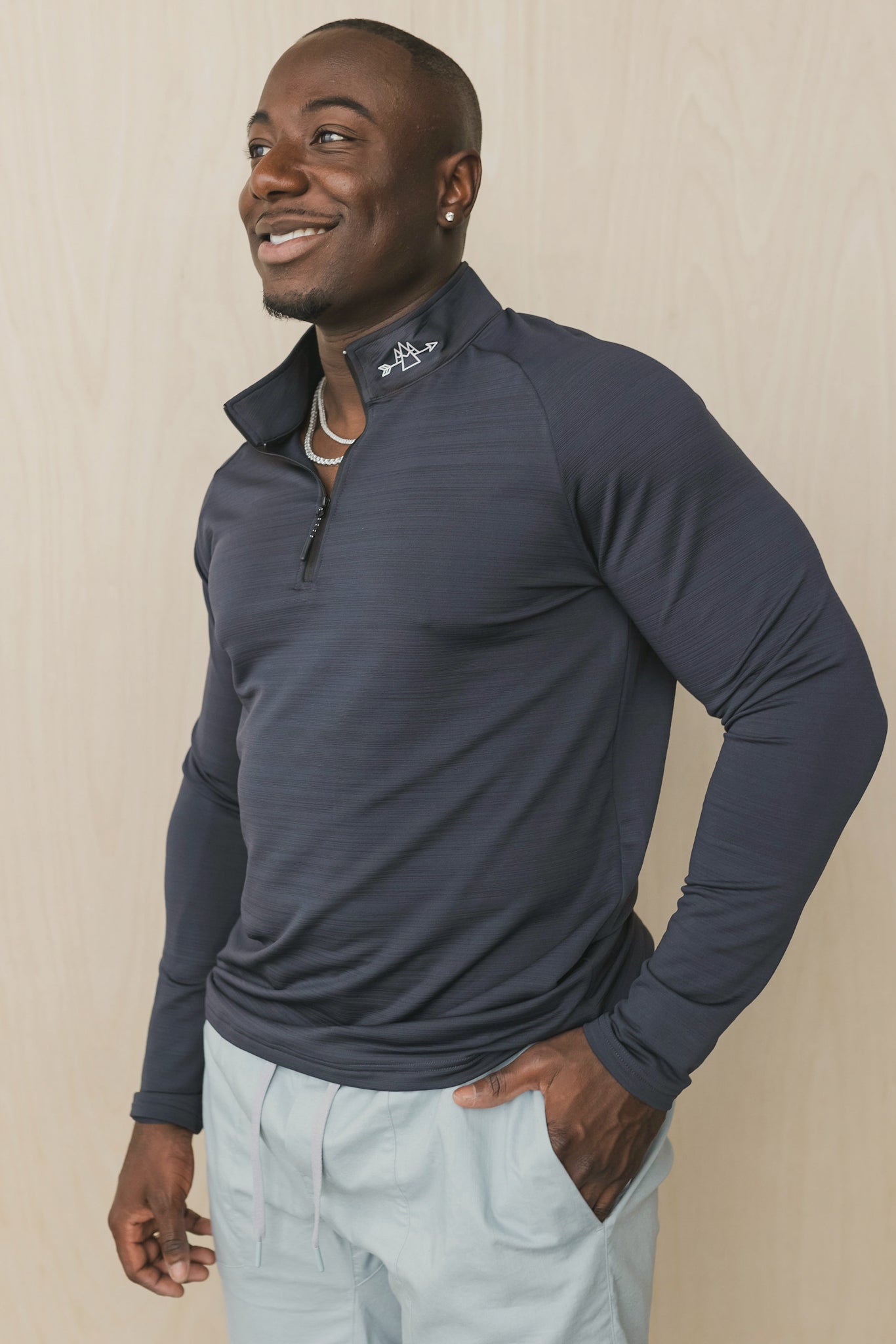 Men’s 1/4 Zip Long Sleeve Athletic Pullover Fitness Training Shirt
