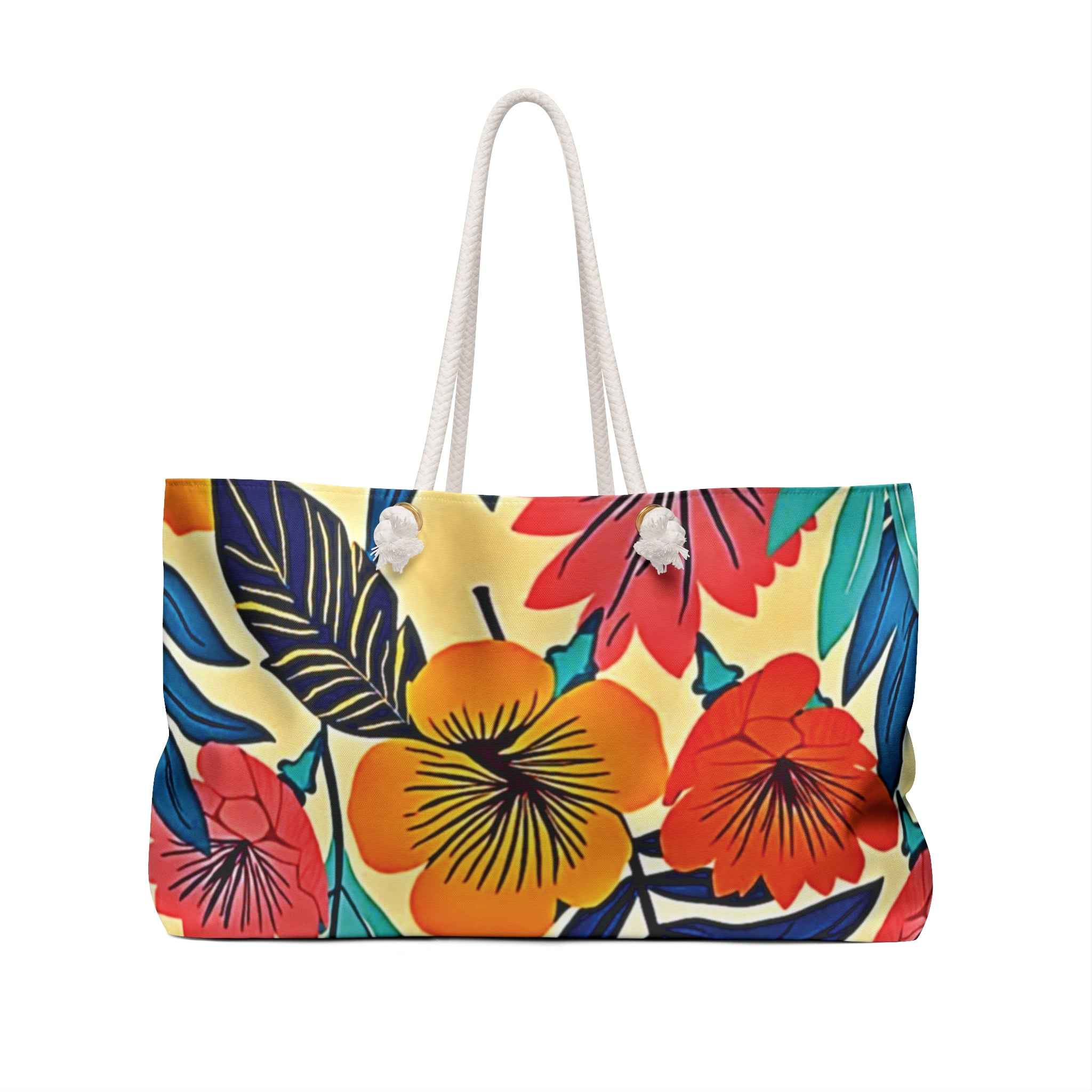Tropical Floral Weekender Bag | Large Beach Tote, Vacation Bag