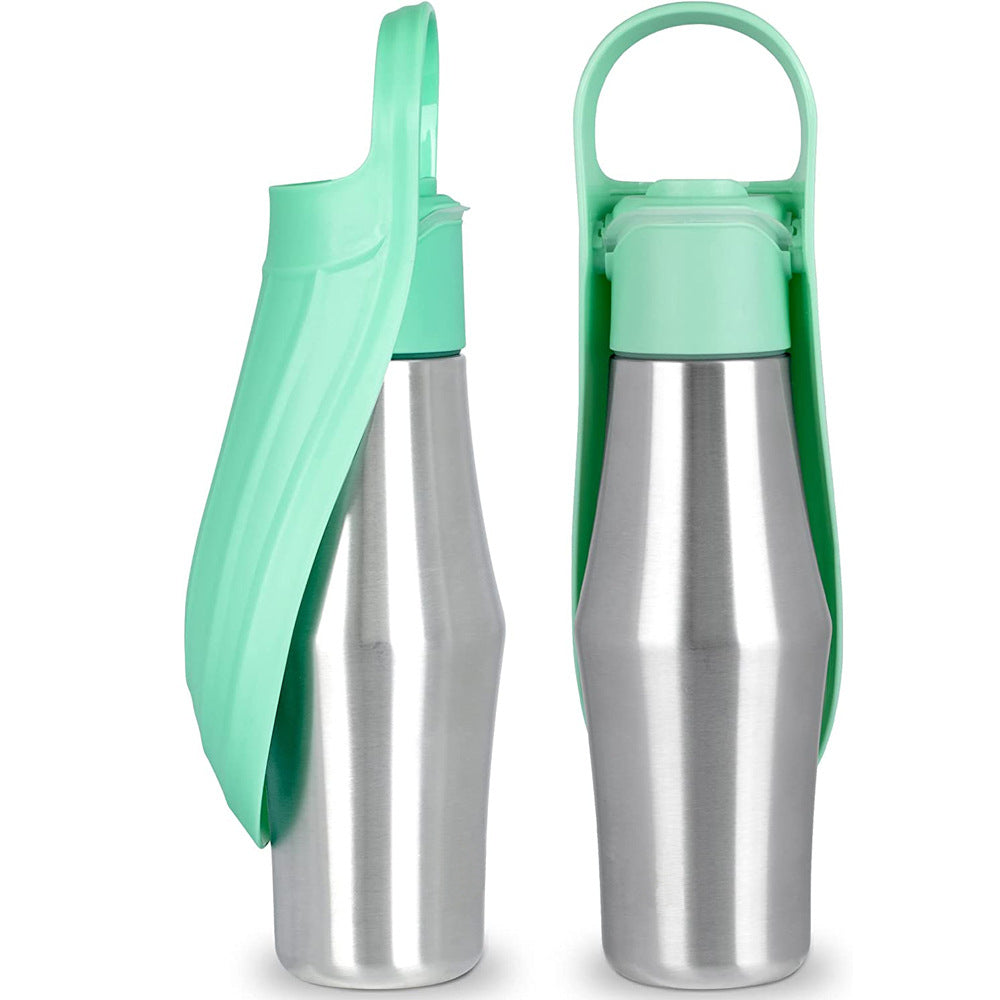 750ml Portable Dog Water Bottle – Stainless Steel Pet Water Dispenser with Silicone Bowl