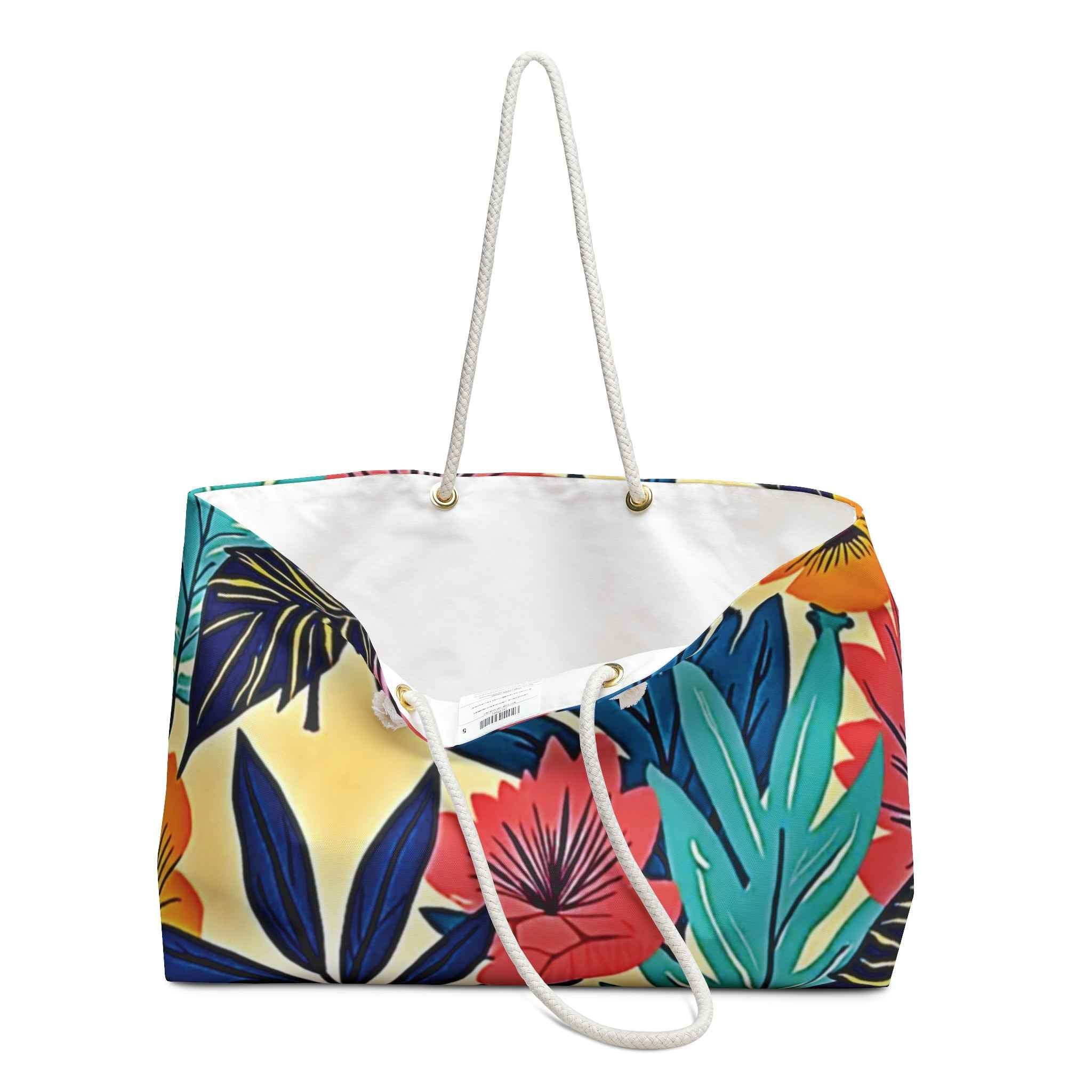 Tropical Floral Weekender Bag | Large Beach Tote, Vacation Bag