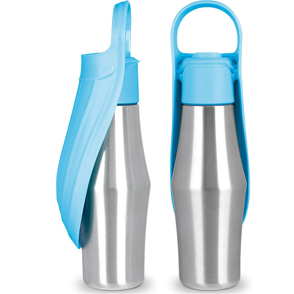 750ml Portable Dog Water Bottle – Stainless Steel Pet Water Dispenser with Silicone Bowl