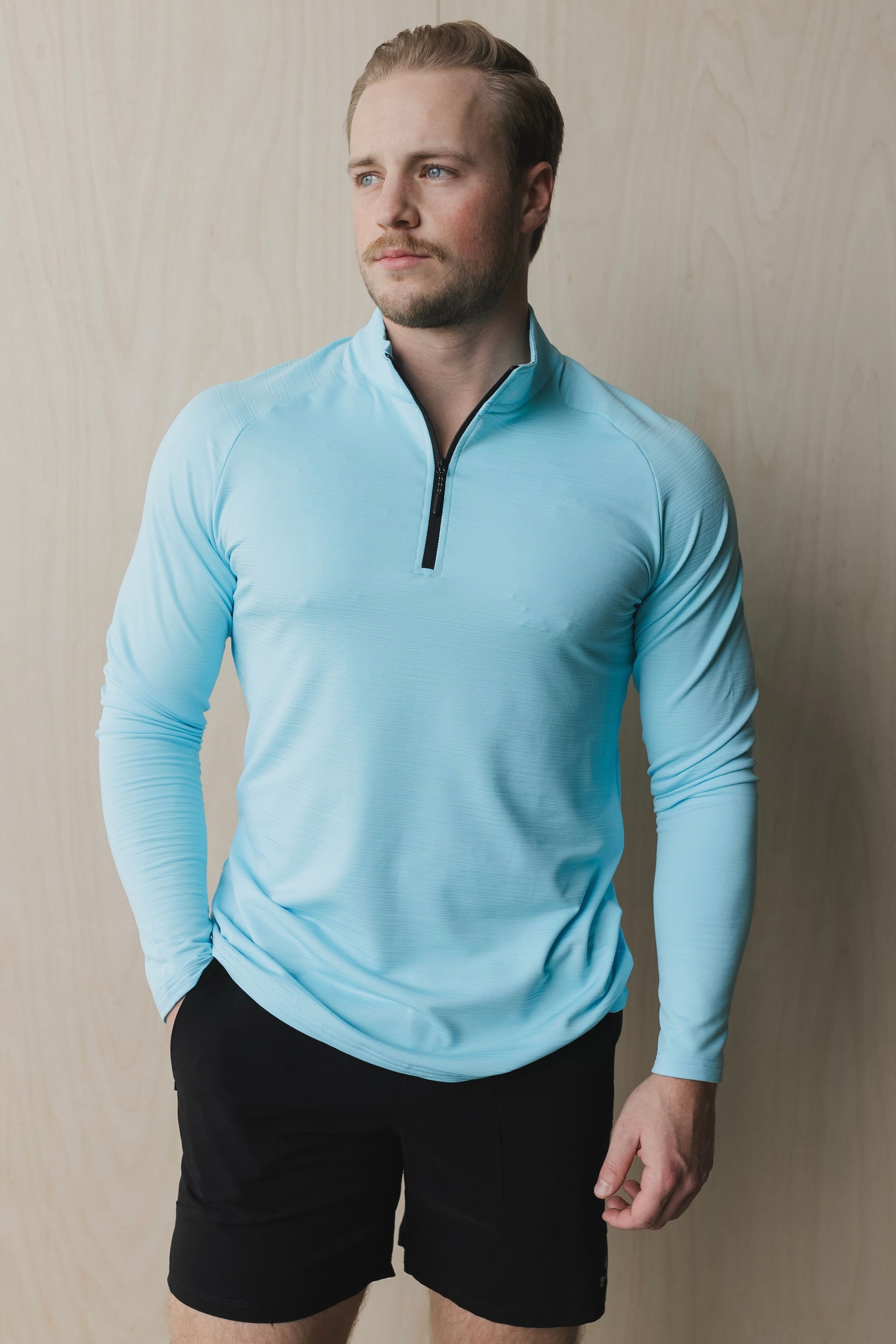 Men’s 1/4 Zip Long Sleeve Athletic Pullover Fitness Training Shirt