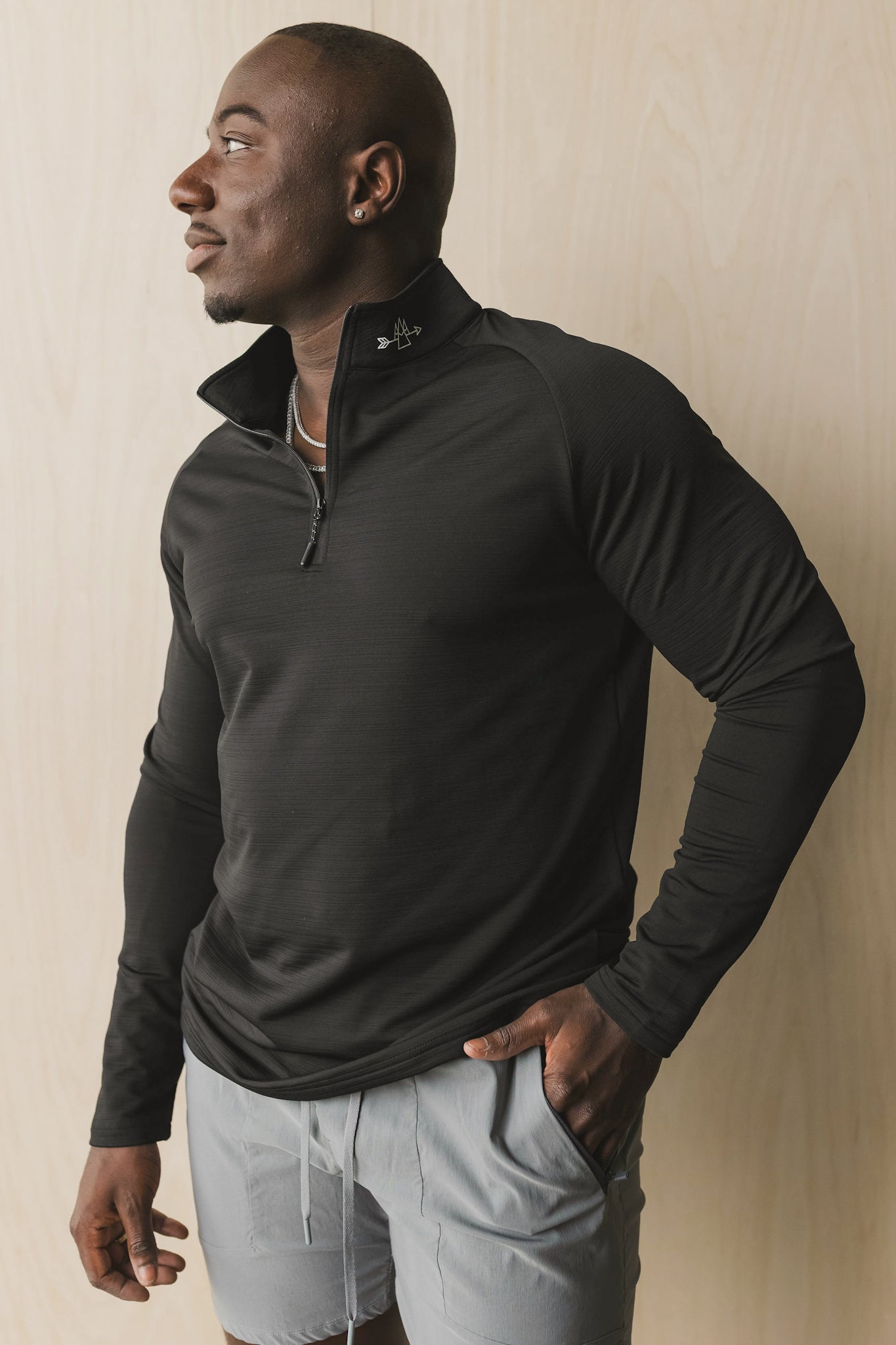 Men’s 1/4 Zip Long Sleeve Athletic Pullover Fitness Training Shirt