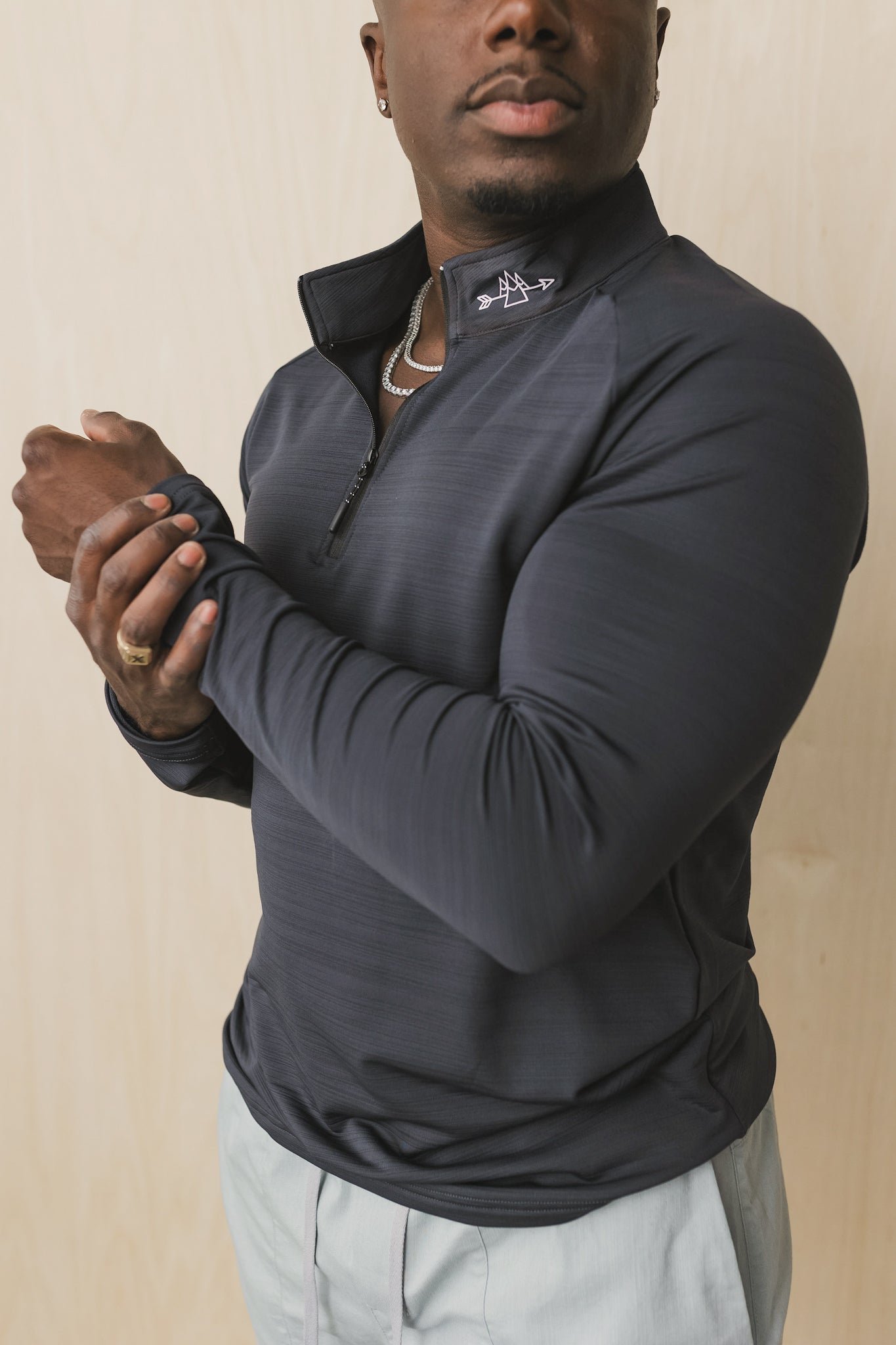 Men’s 1/4 Zip Long Sleeve Athletic Pullover Fitness Training Shirt