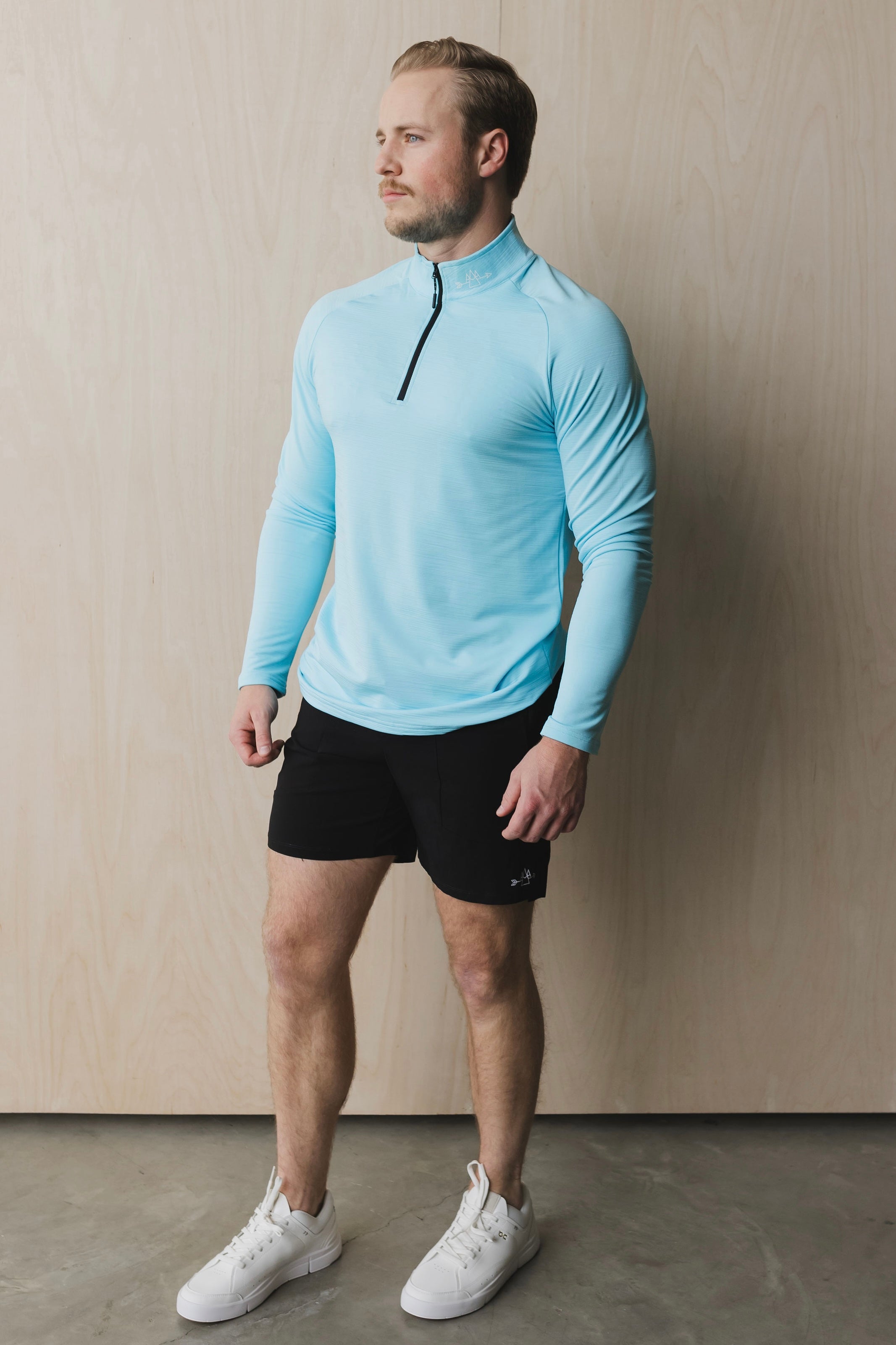 Men’s 1/4 Zip Long Sleeve Athletic Pullover Fitness Training Shirt