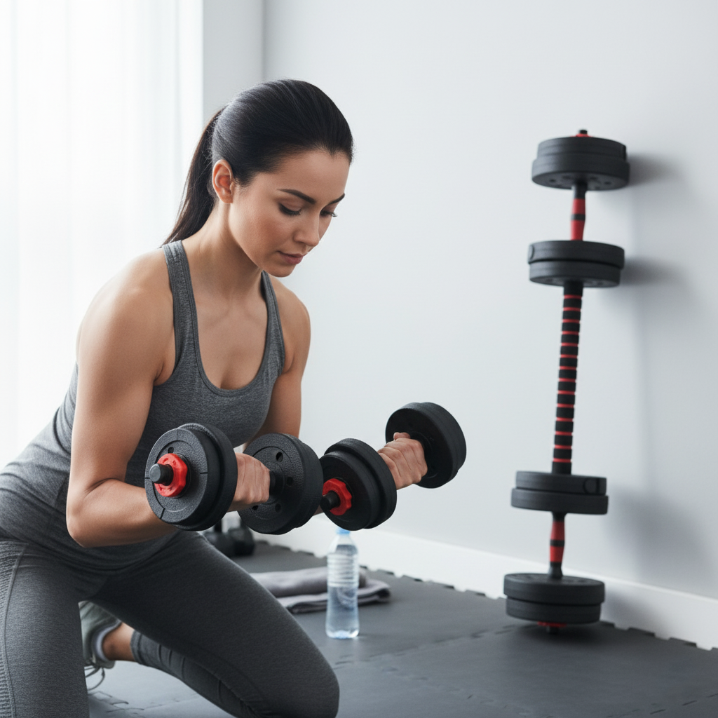 Adjustable Dumbbell Set Barbell Convertible Home Gym Weight Training Set